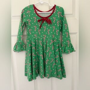 Eleanor Rose Green Dress with Candy Cane Print